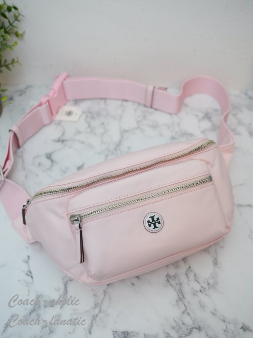 Tory Burch Nylon Belt Bag Fanny Pack 170436 in Coral Pink Lightweight NWT